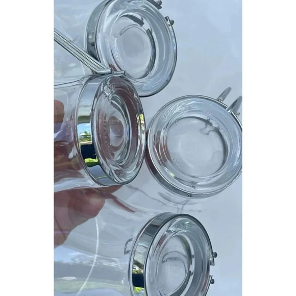 Set of 4 Vitrosax Italy Clear Coffee Mugs Glass Stainless Steel Wire Handle - Picture 7 of 7